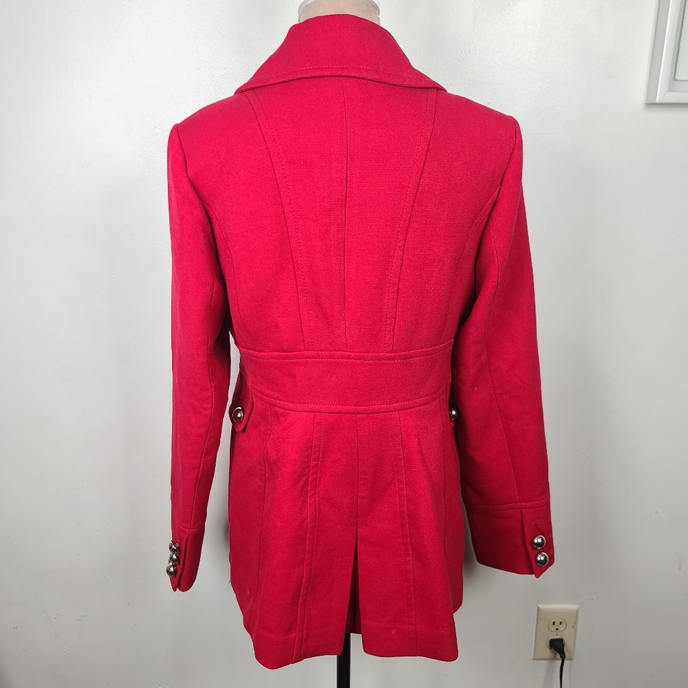 White House Black Market Berry Red Military Inspired Pea Coat M - Picture 4 of 16